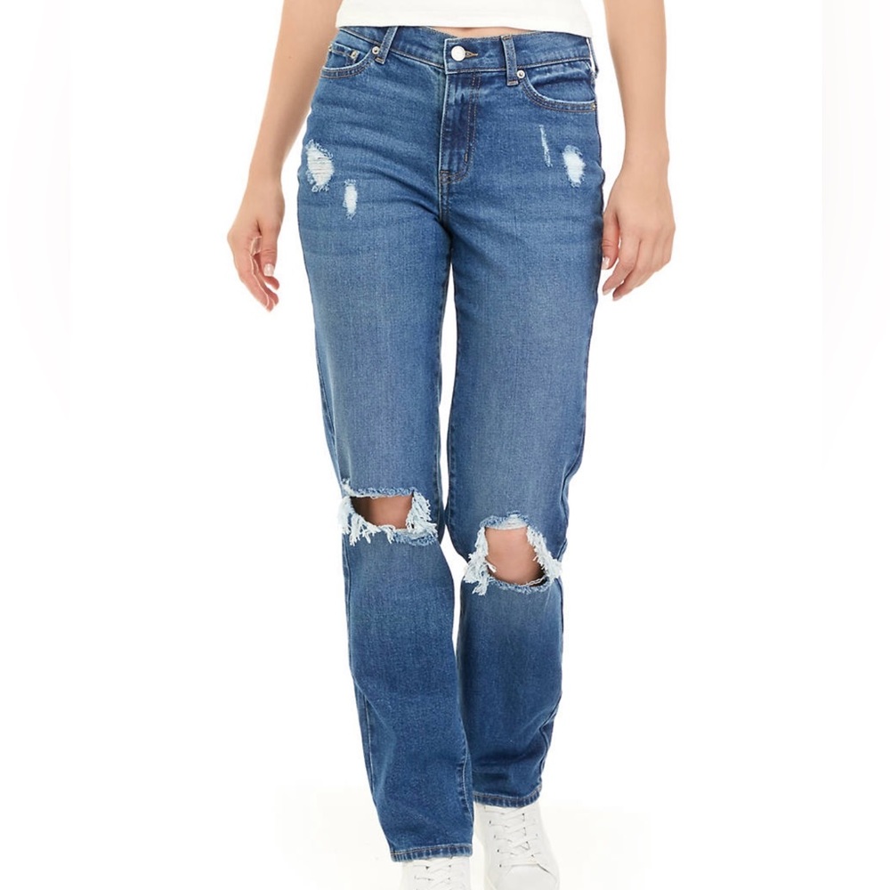 Distressed High Rise Straight Leg Jeans NWT